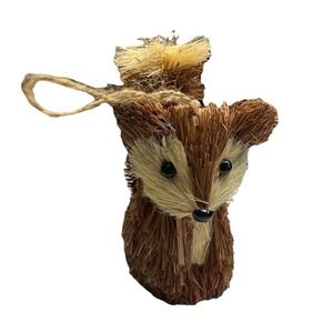 Natural Fiber Fox Ornament Bushy Tail Woodland Christmas Decor 6-Inch